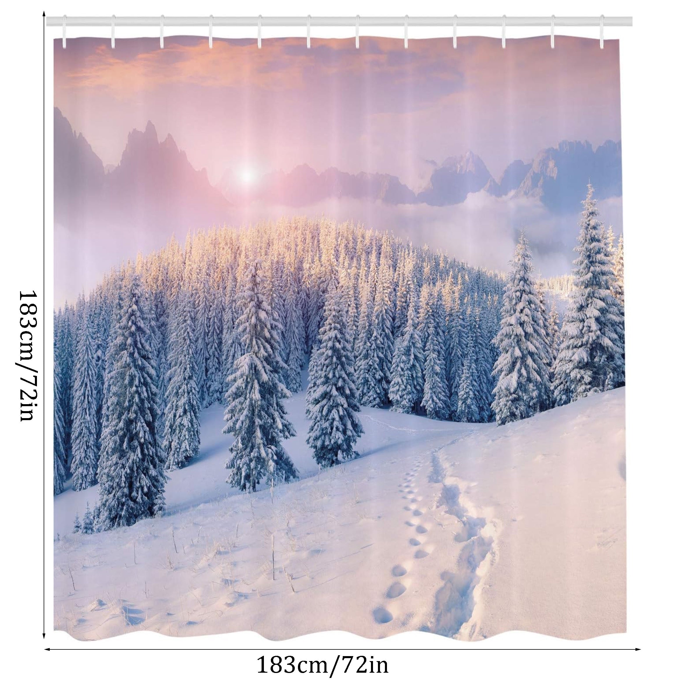 Winter Snowman Shower Curtain with Hooks