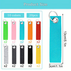 20pcs Felt Keychains Colorful DIY Blanks For Car Bike Bag