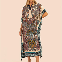 Boho Cover Up Paisley Print Maxi Cover Up