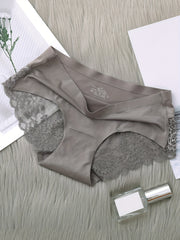 4pcs Lace Briefs Comfy Scallop Trim Panties Women's Lingerie