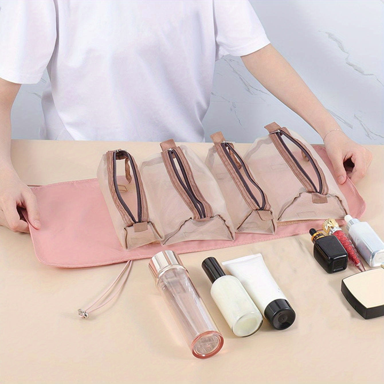 Foldable Toiletry Travel Bag with Detachable Compartments