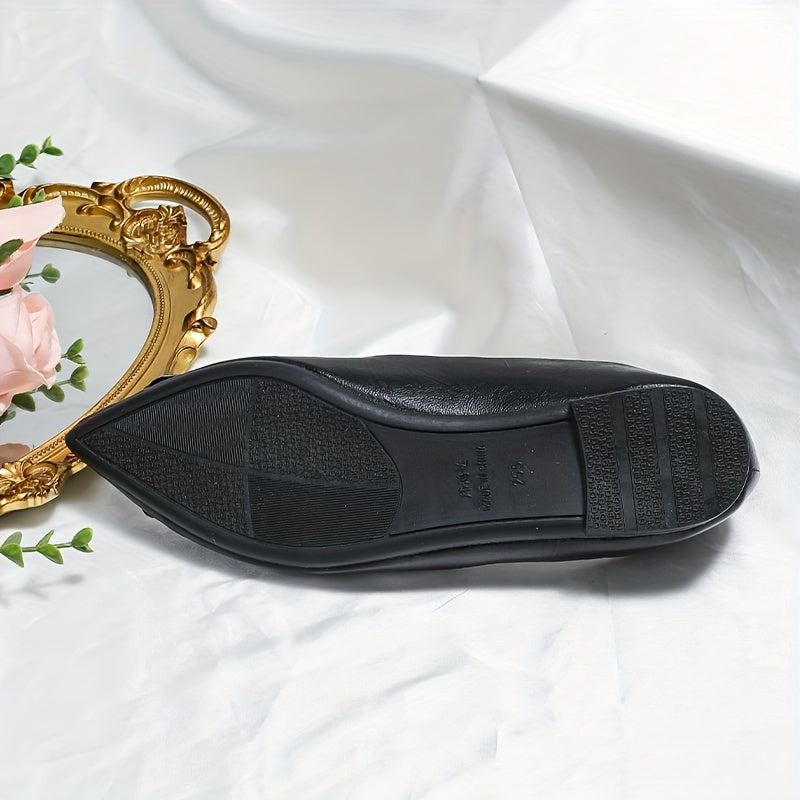 Women's Buckle Decor Flat Shoes Point Toe Soft Sole Shoes Lightweight