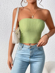 Solid Textured Tube Top Sleeveless Casual Top