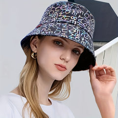 Hip Hop Letter Print Bucket Hat Unisex Lightweight Sunshade Fisherman Cap