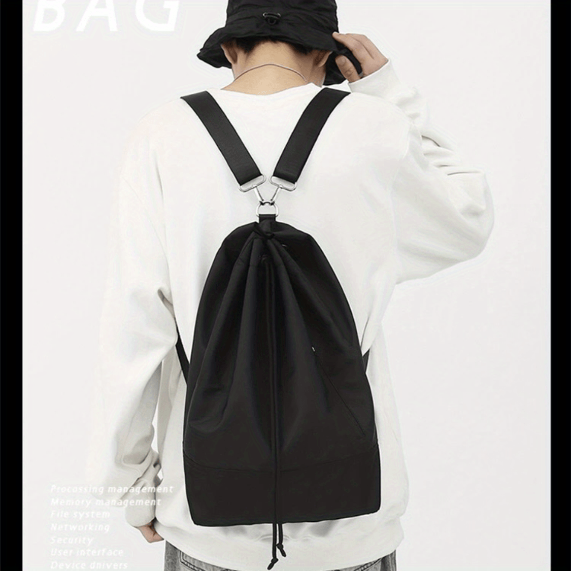 Multifunctional Drawstring Bag Backpack Crossbody Bag Large Capacity Bag