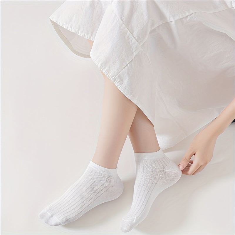 12 Pairs Solid Ribbed Socks All Match Women's Stockings