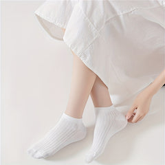 12 Pairs Solid Ribbed Socks All Match Women's Stockings