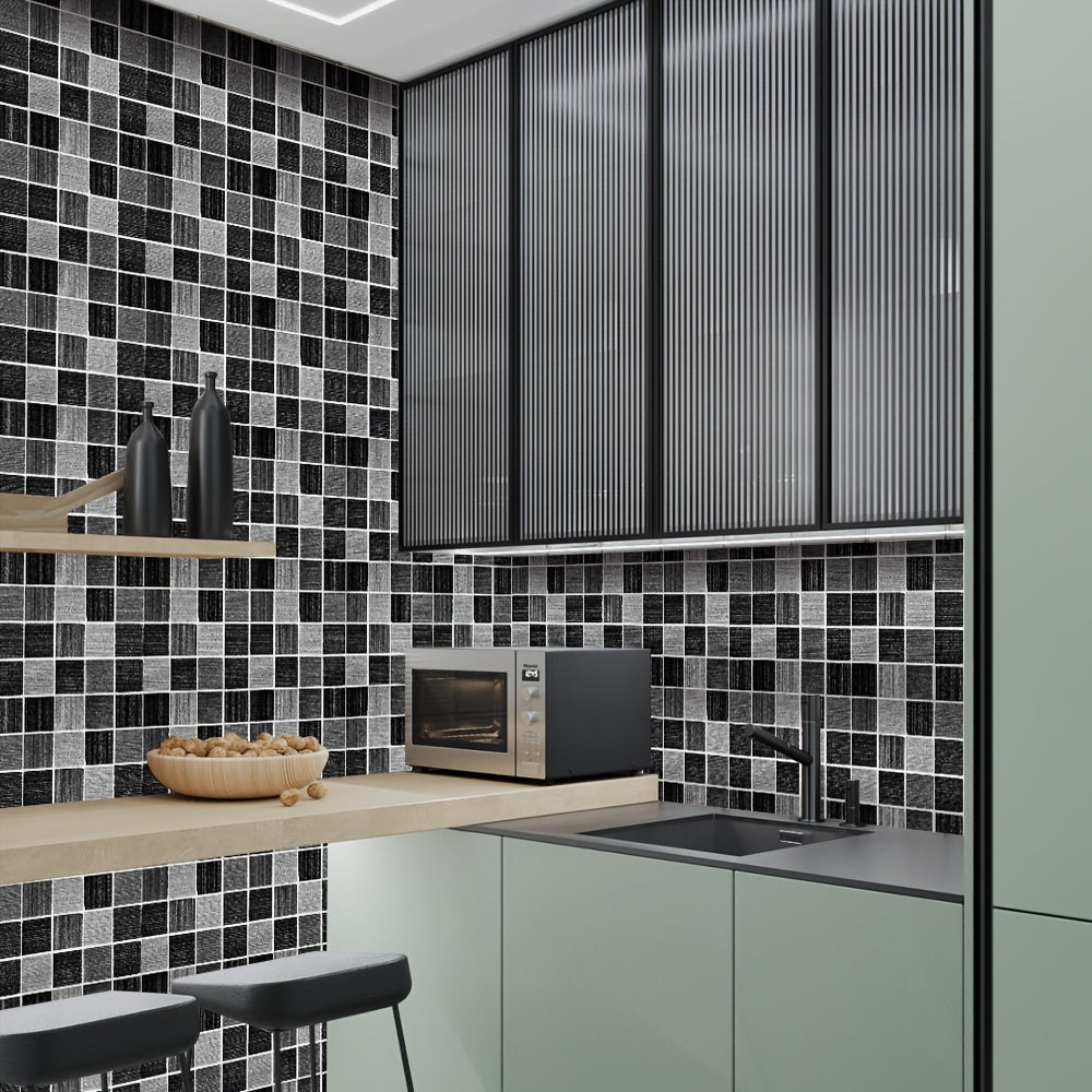10 Pcs Mosaic Tile Sticker PVC Wallpaper Kitchen Bathroom Decoration