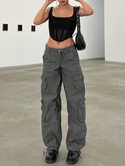 High Waist Vintage Cargo Pants For Hiking Streetwear