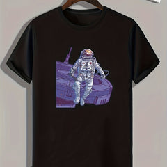 Men's Slim Fit Spaceman Print T-shirt for Spring Summer