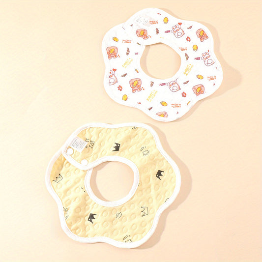 2pcs Baby Bibs 360 Rotating Flower Shape Feeding Bandan