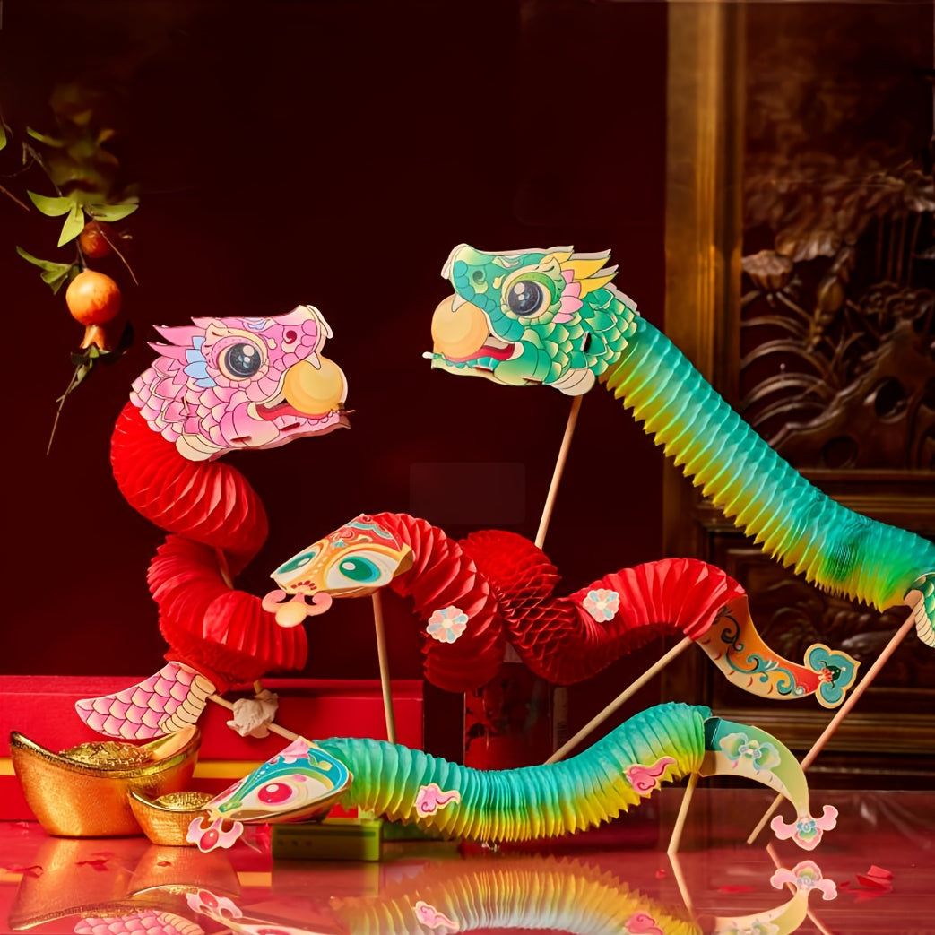 Chinese Year Dragon and Snake Paper Craft DIY Kit Traditional Folk Art Lucky Set