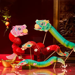 Chinese Year Dragon and Snake Paper Craft DIY Kit Traditional Folk Art Lucky Set