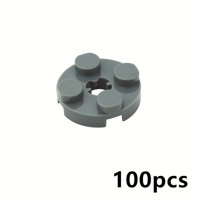 100pcs MOC Parts DIY 2x2 Round Plate with Cross Shaft Hole Toy