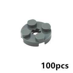 100pcs MOC Parts DIY 2x2 Round Plate with Cross Shaft Hole Toy