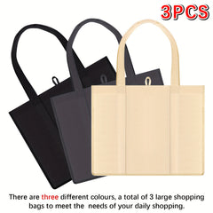 3 Pcs Reusable Grocery Bags Lightweight Storage Handbag