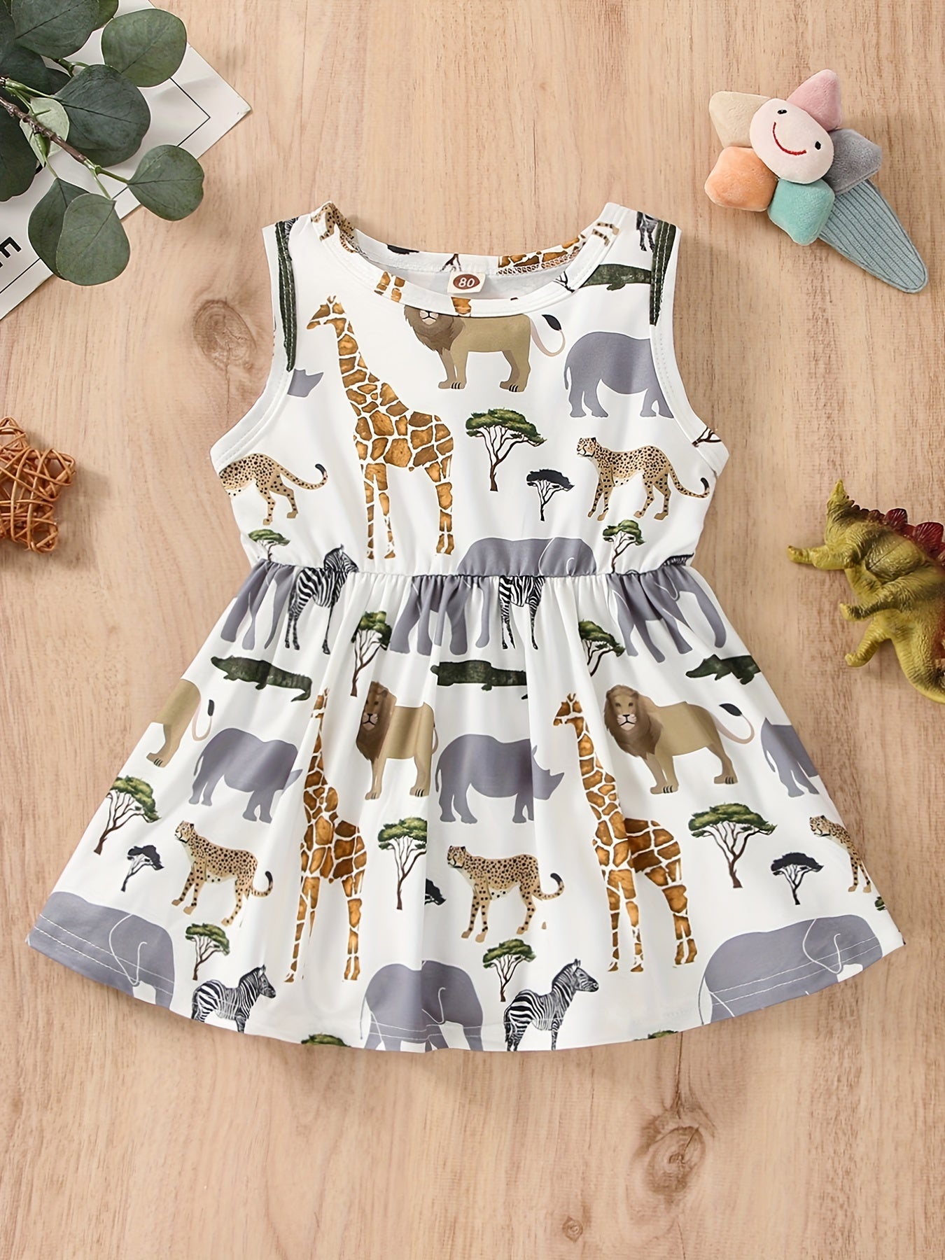 Baby Girls Animal Print Sleeveless Dress for Summer