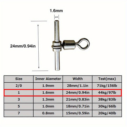25pcs 3-Way Swivels for Fishing - Strong & Durable T Shape