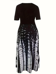 Women's Splash Print Cap Sleeve Dress with Pockets