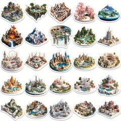 50pcs 3D World Stickers Decorative Stickers for Laptop Car Motorcycle