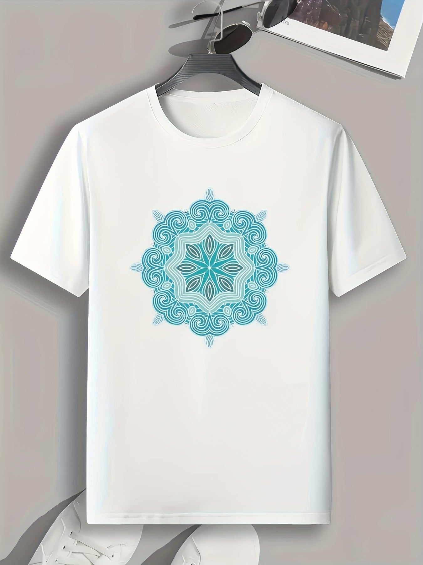 Flower Print Men's Graphic T-shirt for Summer