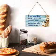 Beach Bathroom Decoration Sign Waterproof Bathroom Rules Shell Deco