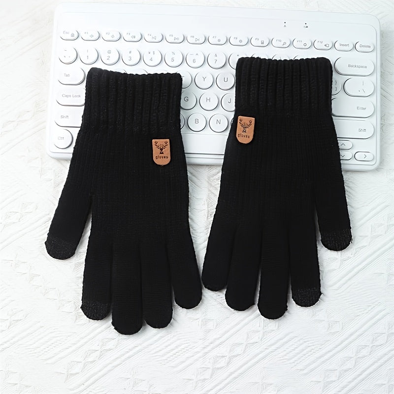 Windproof Touch Screen Knitted Wool Gloves for Men and Women