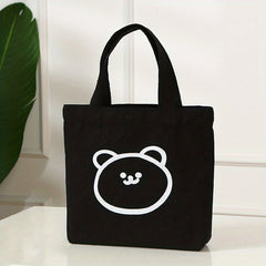 Mini Cartoon Bear Canvas Tote Bag Handbag Bento Tote