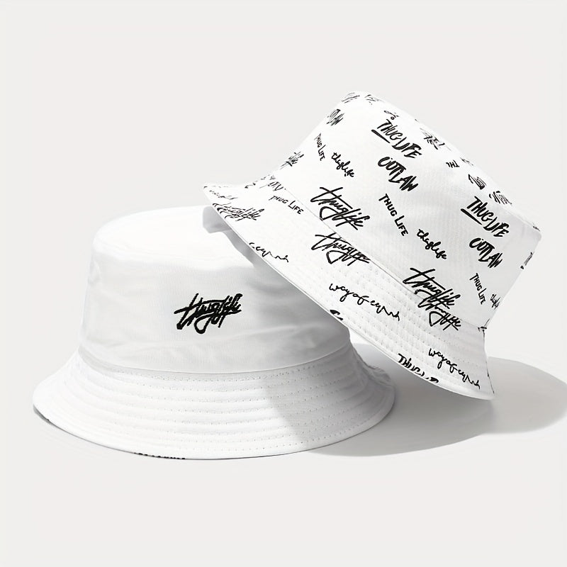 Embroidered Bucket Hat Men Outdoor Travel Vacation Beach Hat