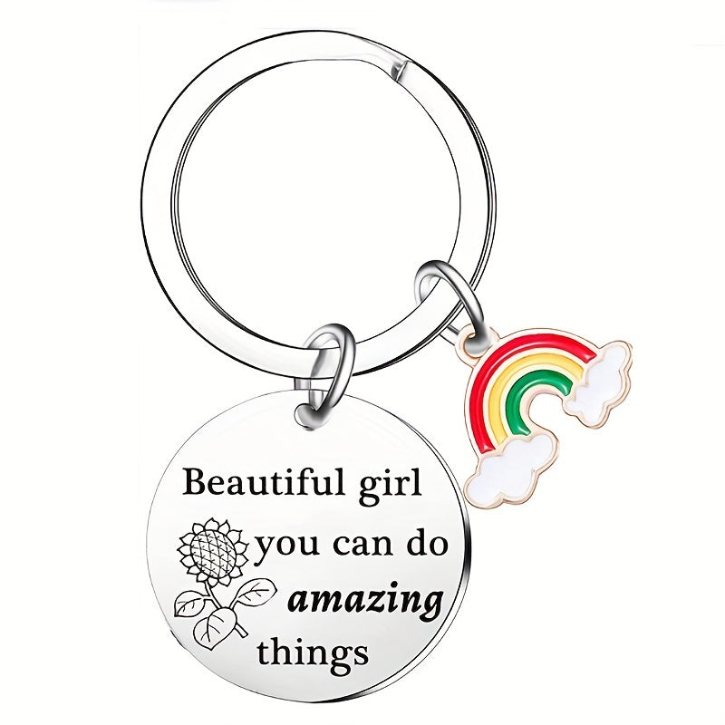 Girls Boys Teen Rainbow Slogan Keychain Kids Party Favors