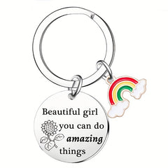 Girls Boys Teen Rainbow Slogan Keychain Kids Party Favors