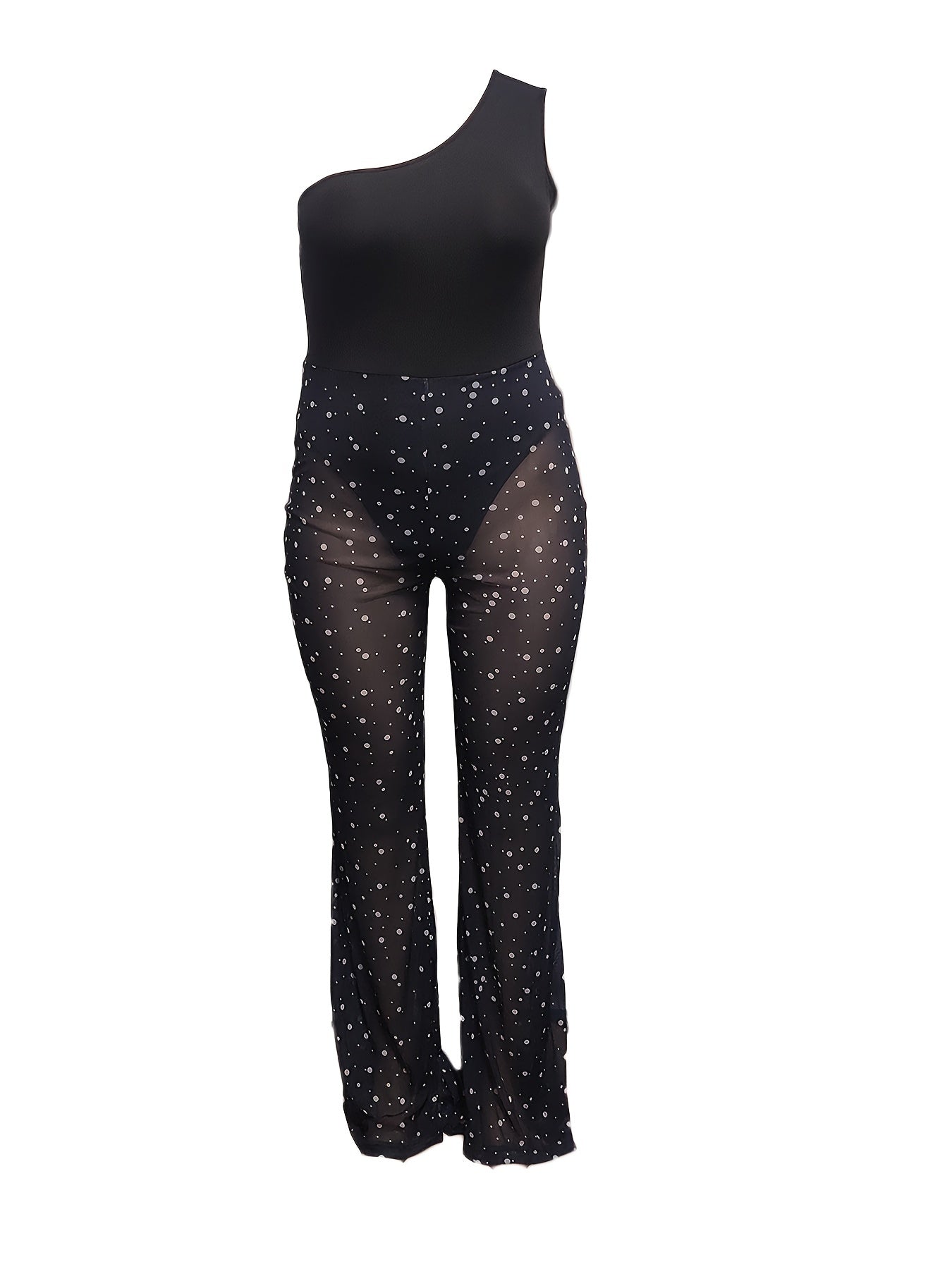 Sexy One Shoulder Glitter Jumpsuit