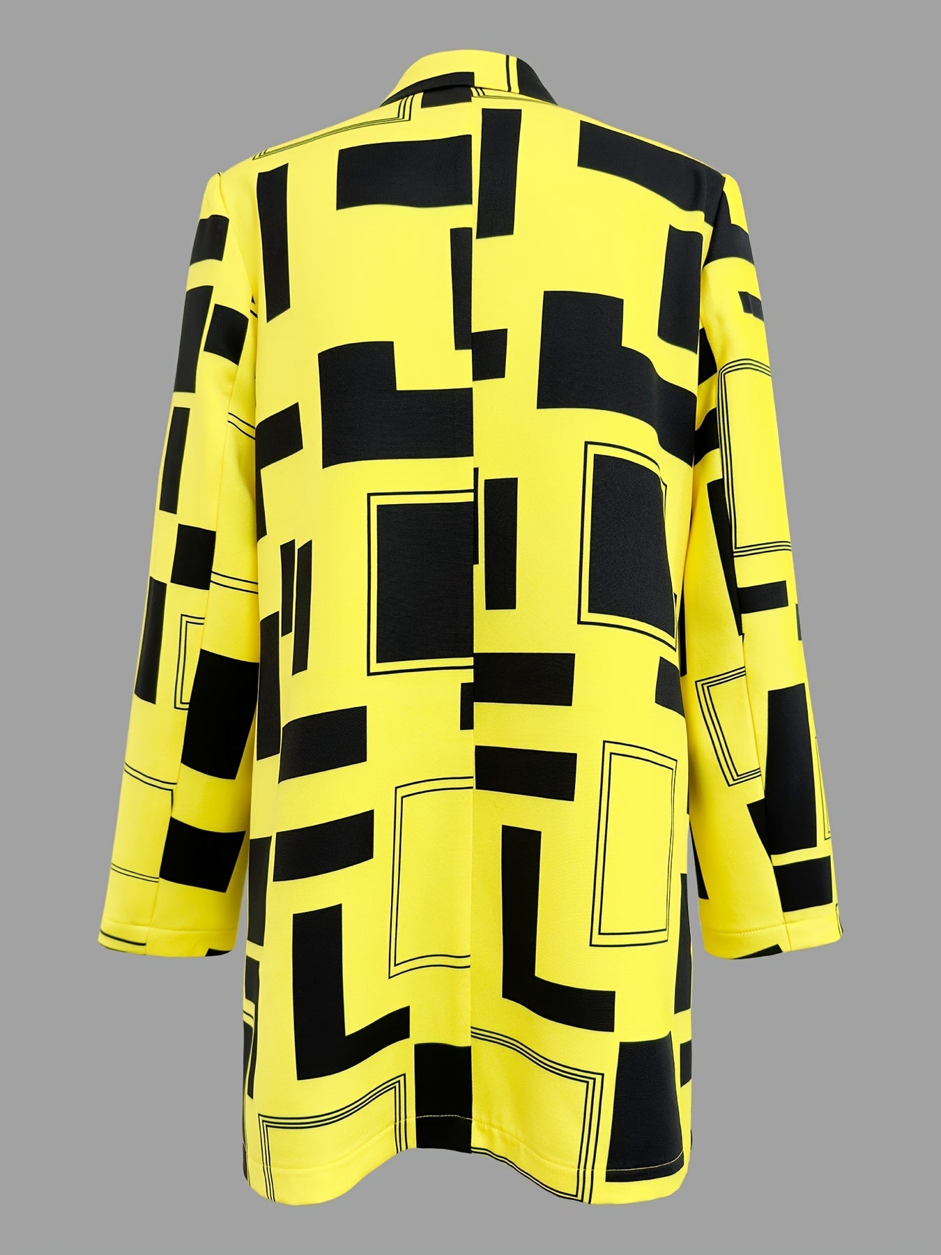 Geo Print One Button Casual Blazer Long Sleeve Outerwear