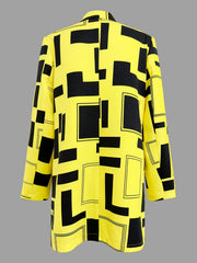 Geo Print One Button Casual Blazer Long Sleeve Outerwear