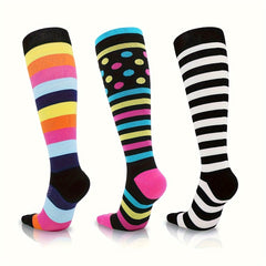 3 Pairs Sports Compression Socks Running Fitness Calf Socks