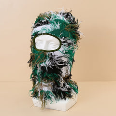 Y2K Camo Balaclava Ski Mask Hip Hop Tassel Neck Warmer Face Mask
