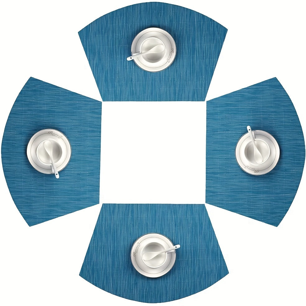 4pcs PVC Striped Placemats Washable Reusable Anti-fouling Heat Insulation Pads