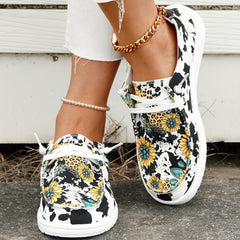 Sunflower & Leopard Flat Shoes Women's Casual Lightweight Walking Shoes