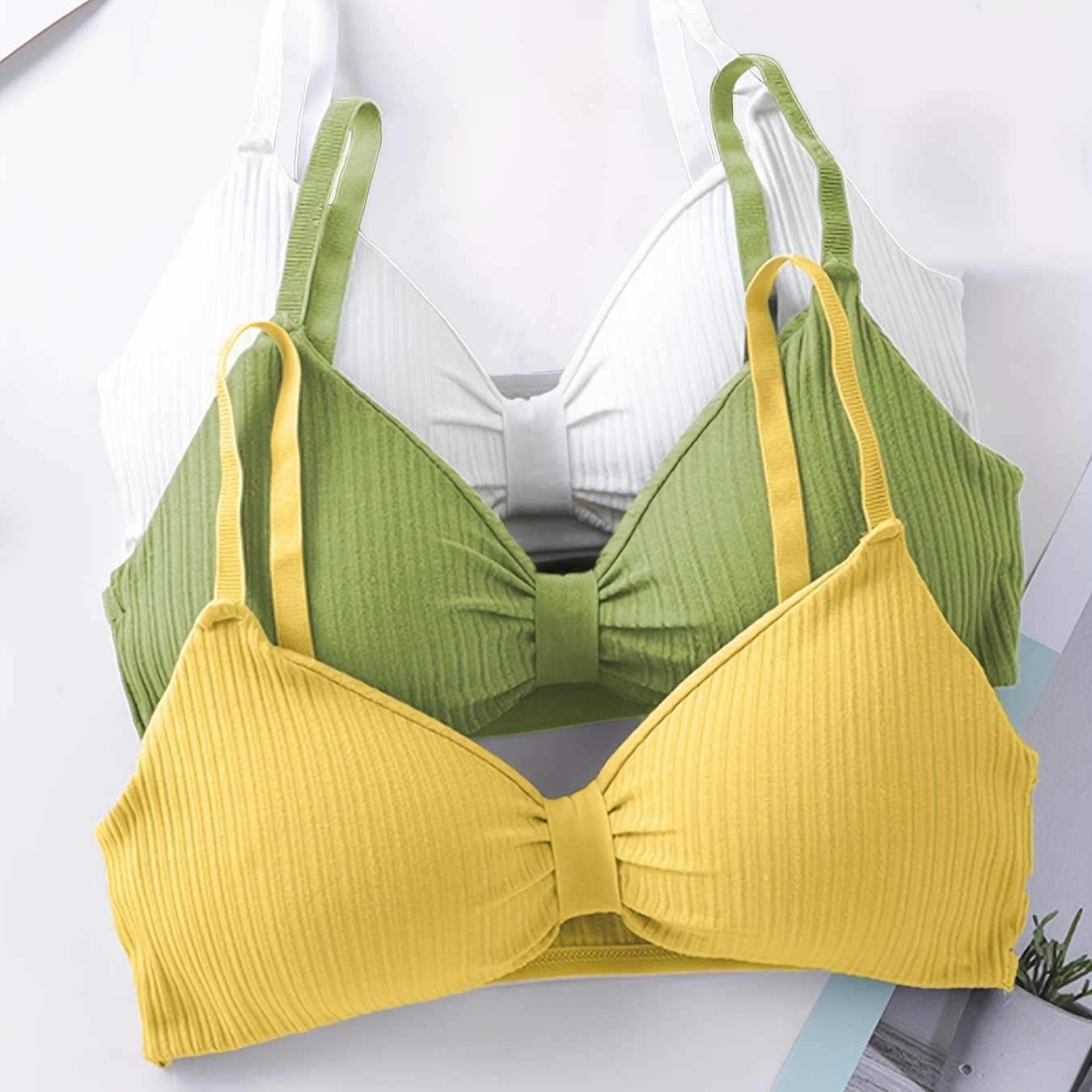 3pcs Girls Wrapped Chest Cami Vests Backless Tube Tops Push Up Bras
