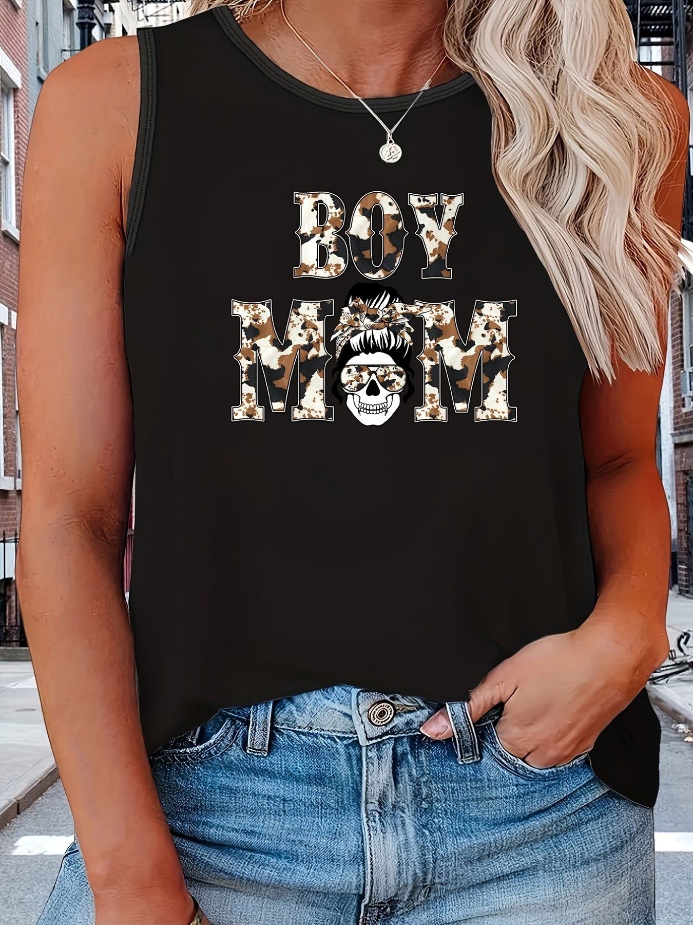 Leopard Slogan Print Tank Top for Women