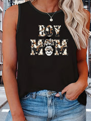 Leopard Slogan Print Tank Top for Women