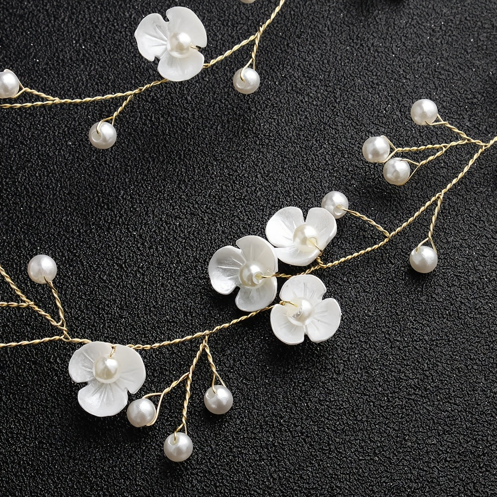 Pearl Bridal Hair Vine Headband Flower Hair Piece