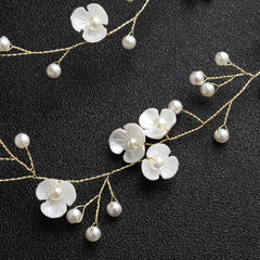 Pearl Bridal Hair Vine Headband Flower Hair Piece