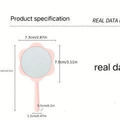 2pcs Cartoon Print Hand Mirror Floral Makeup Vanity Mirror for Girls Women Gift