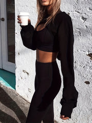 Women's Crewneck Long Sleeve Crop Top