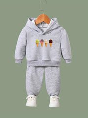 Ice Creams Print Girls Hoodies Jogger Pants Set Sports