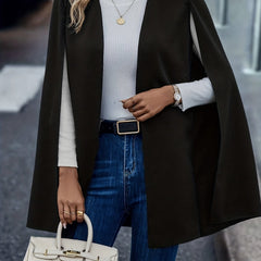 Solid Cape Blazer Open Front Split Sleeve Outerwear
