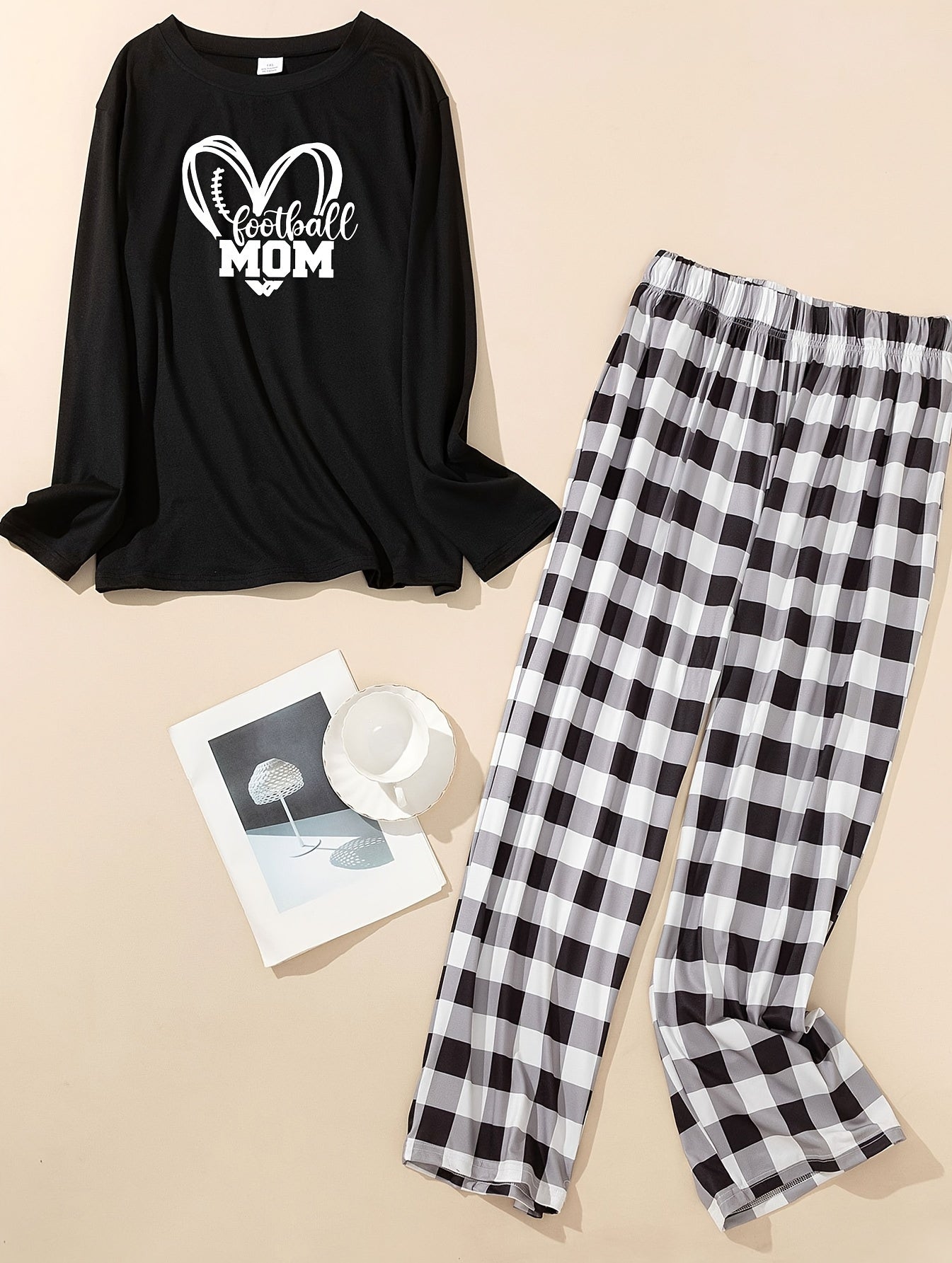 Heart Rugby & Letter Print Lounge Set