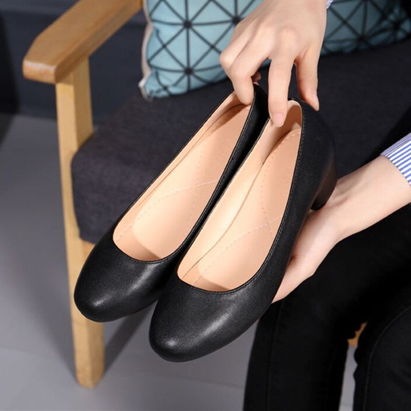 Chunky Heel Court Shoes for Women - Non Slip Mid Heel Footwear