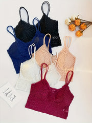 5pcs Floral Lace Wireless Bras - Comfy & Breathable Push Up Bra